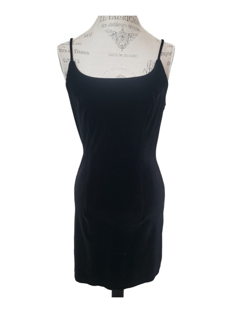 Born In America Vintage Sexy Black Velvet Spaghetti Strap Dress Made is USA